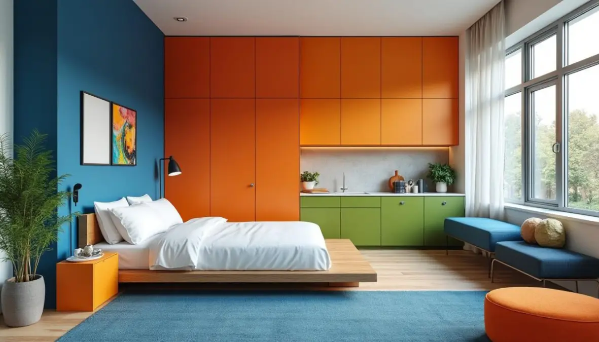 découvrez comment transformer un studio de 36 m² grâce à l'art du color blocking, pour un aménagement original et optimisé qui allie style et fonctionnalité.