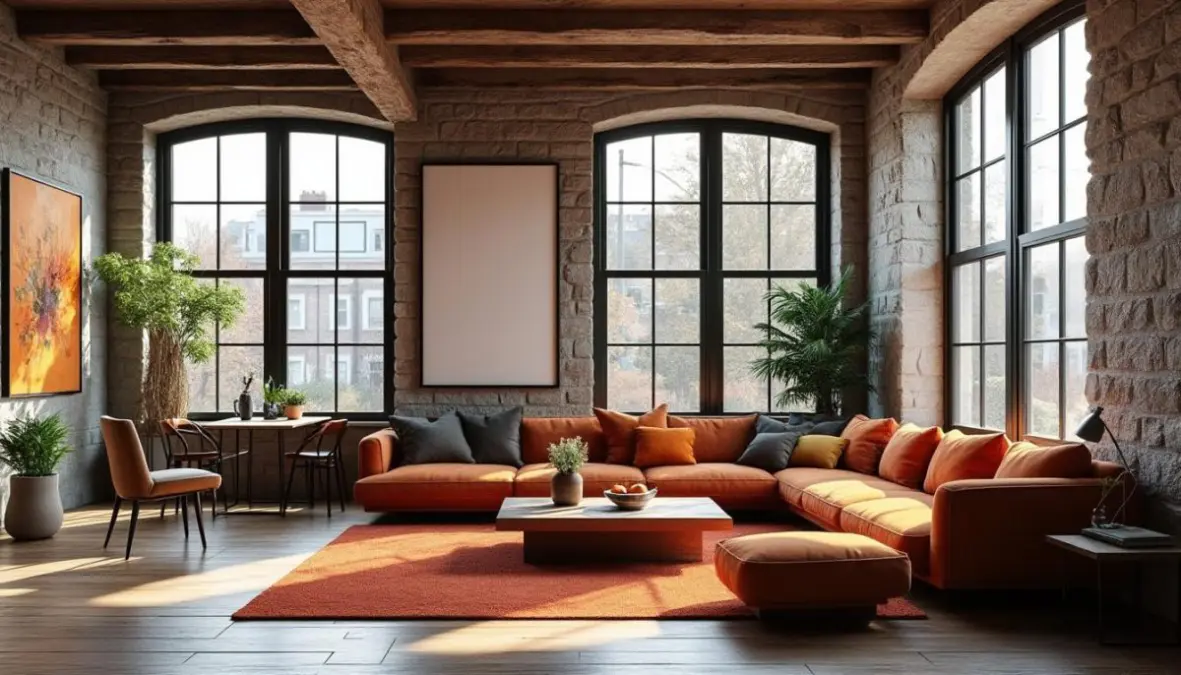 découvrez un appartement moderne aux teintes chaleureuses, situé dans un bâtiment historique alliant charme d'antan et confort contemporain.