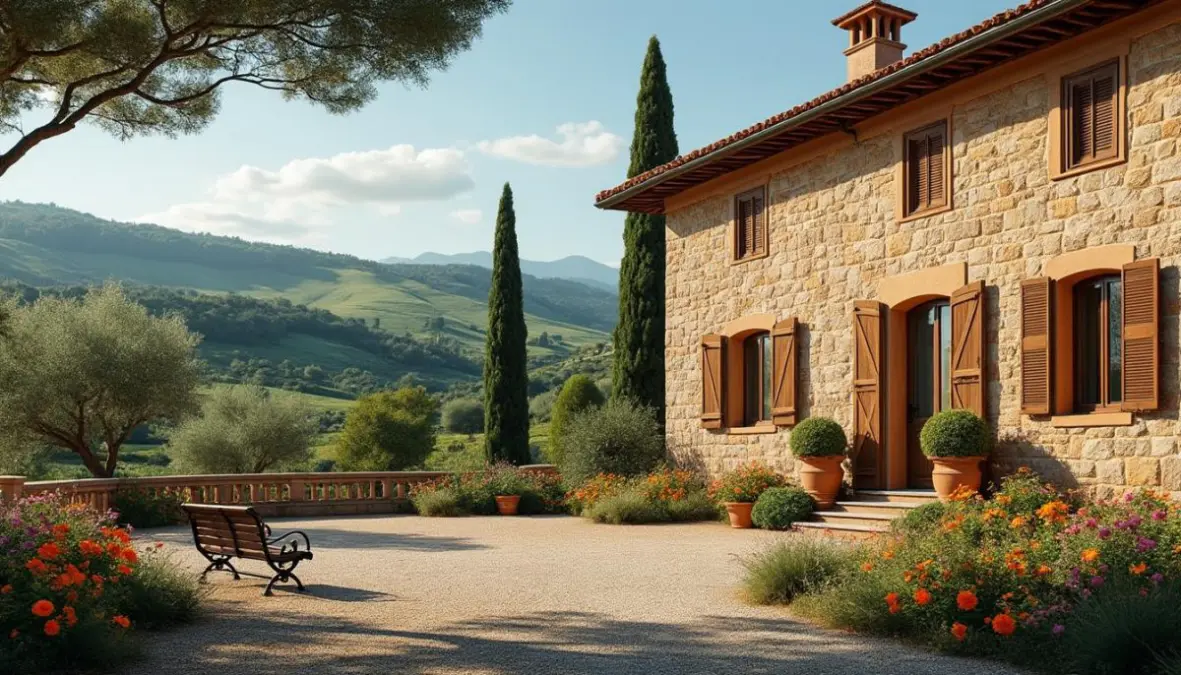 découvrez une élégante maison de campagne au style italien, nichée au cœur de l’ombrie, offrant charme, confort et authenticité au milieu d’un paysage enchanteur.