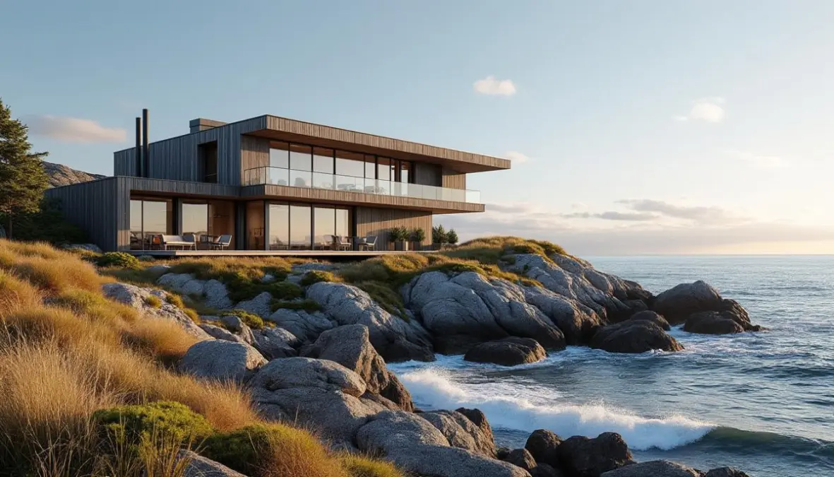 découvrez une maison de ville moderniste packhus réinventée, alliant design contemporain et charme côtier, idéalement située au bord de la mer pour un cadre de vie unique.